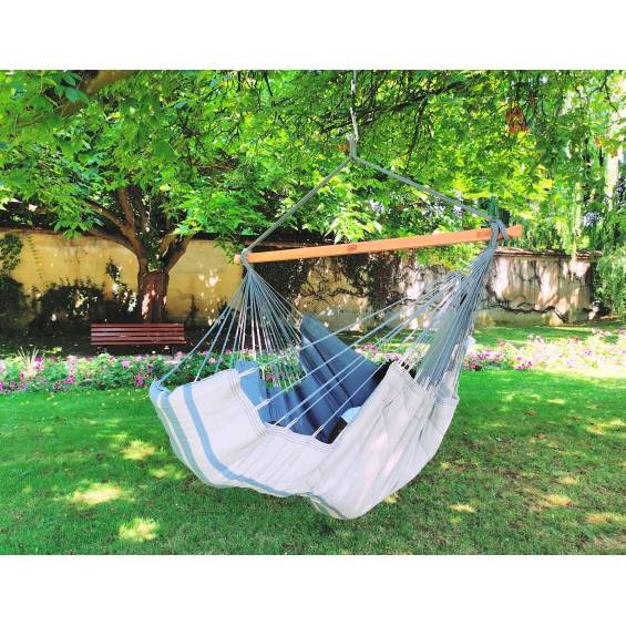 Jobek - Chaise Hamac KONFORT 225x130 cm en Polypropylène molletonnée Anthracite taupe certifié FSC 100% JOBEK - Imagen 3