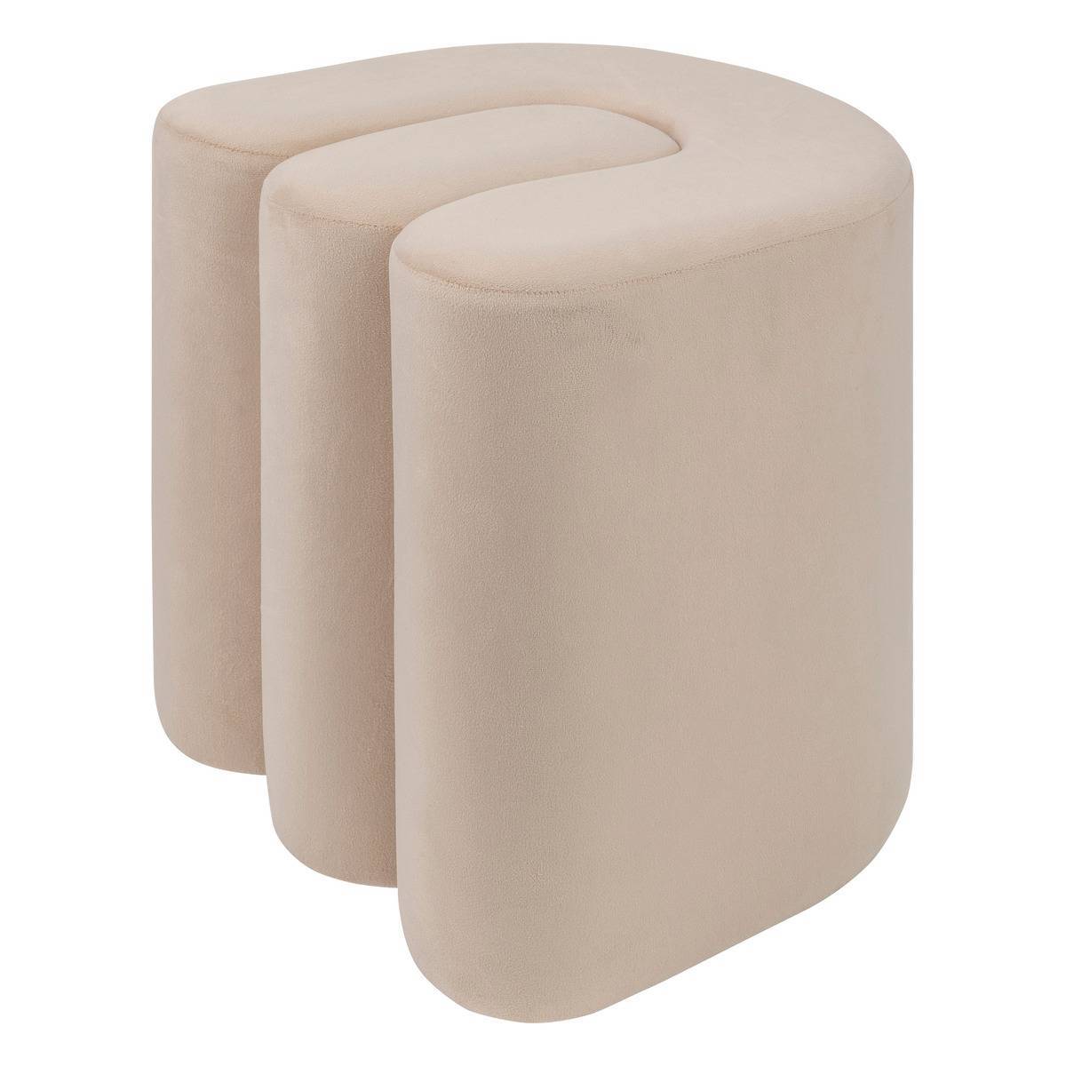 Atmosphera - Pouf velours Bolan beige 40x40cm - Atmosphera Créateur d'intérieur - Image 2