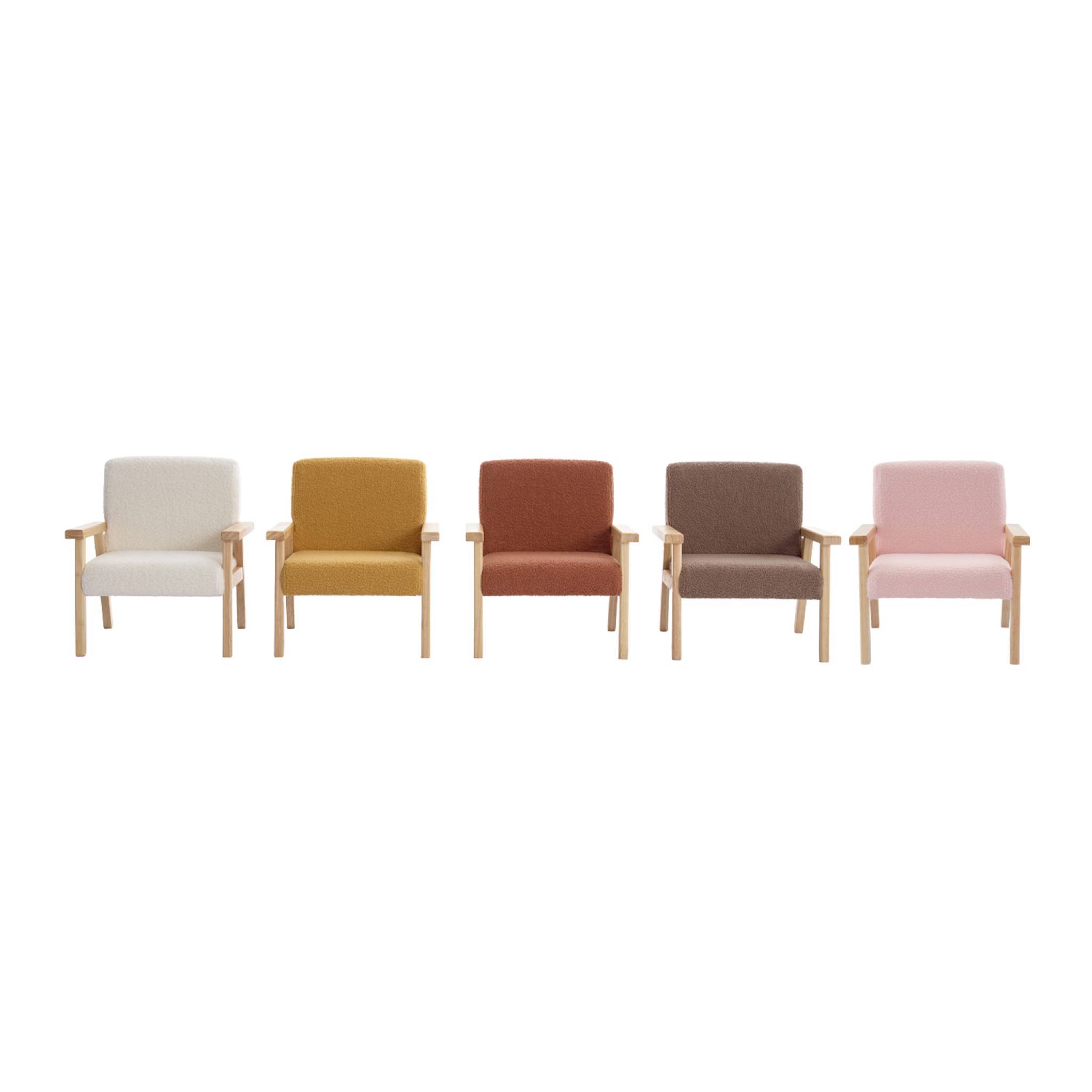 sweeek - Fauteuil enfant en bois et tissu bouclette blanc. ISAK L 47 x P 43.5 x H 50cm | sweeek - Image 7