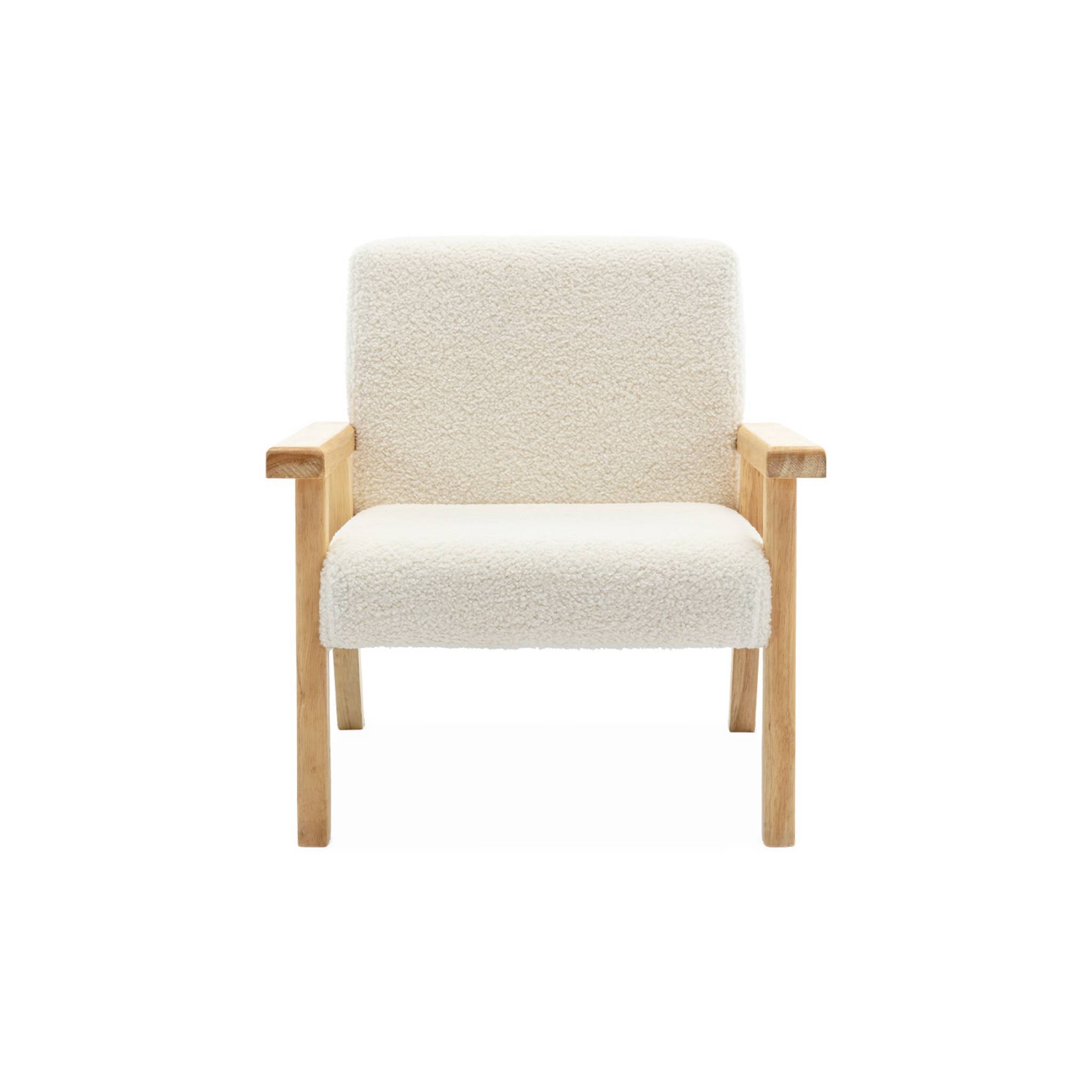 sweeek - Fauteuil enfant en bois et tissu bouclette blanc. ISAK L 47 x P 43.5 x H 50cm | sweeek - Image 5