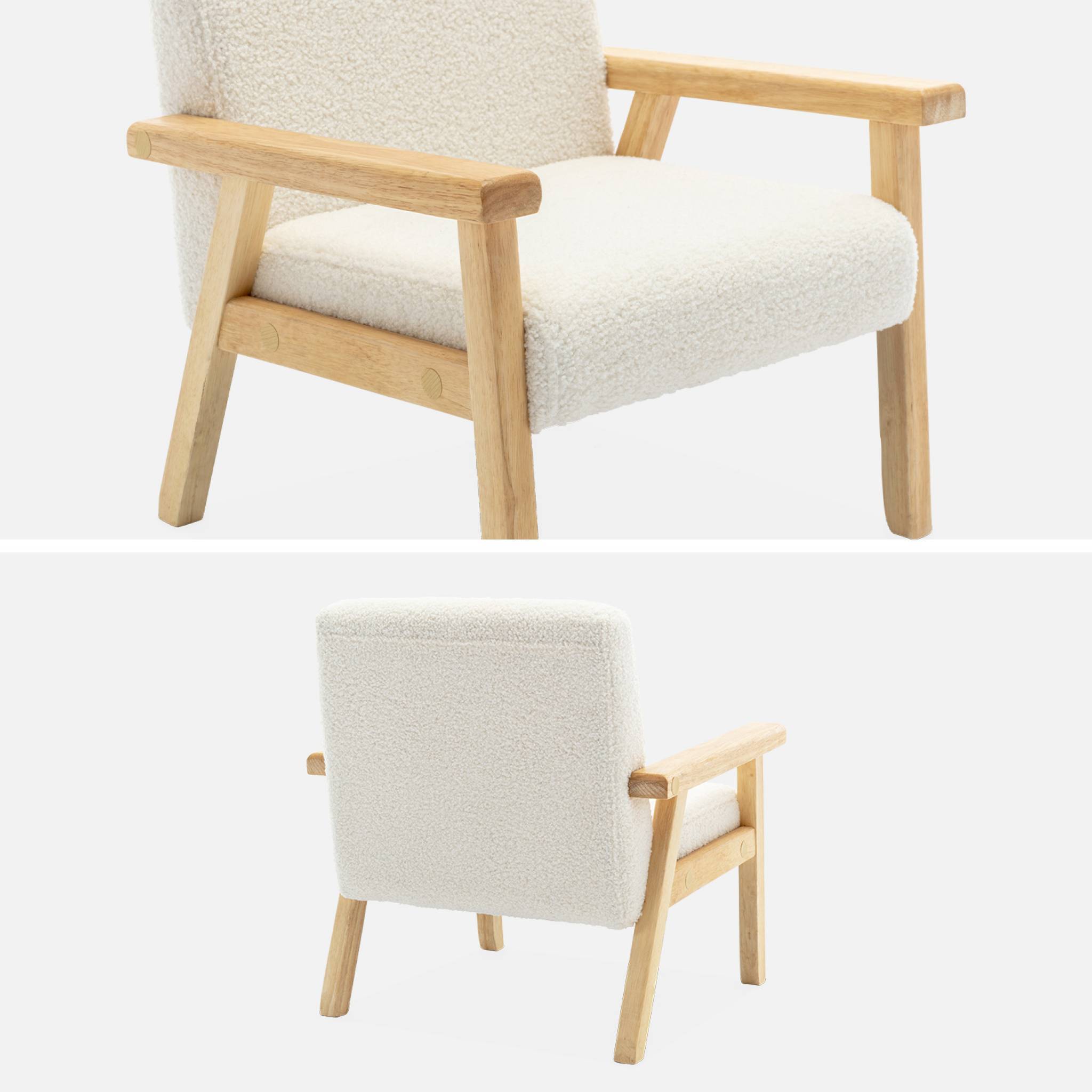 sweeek - Fauteuil enfant en bois et tissu bouclette blanc. ISAK L 47 x P 43.5 x H 50cm | sweeek - Image 6