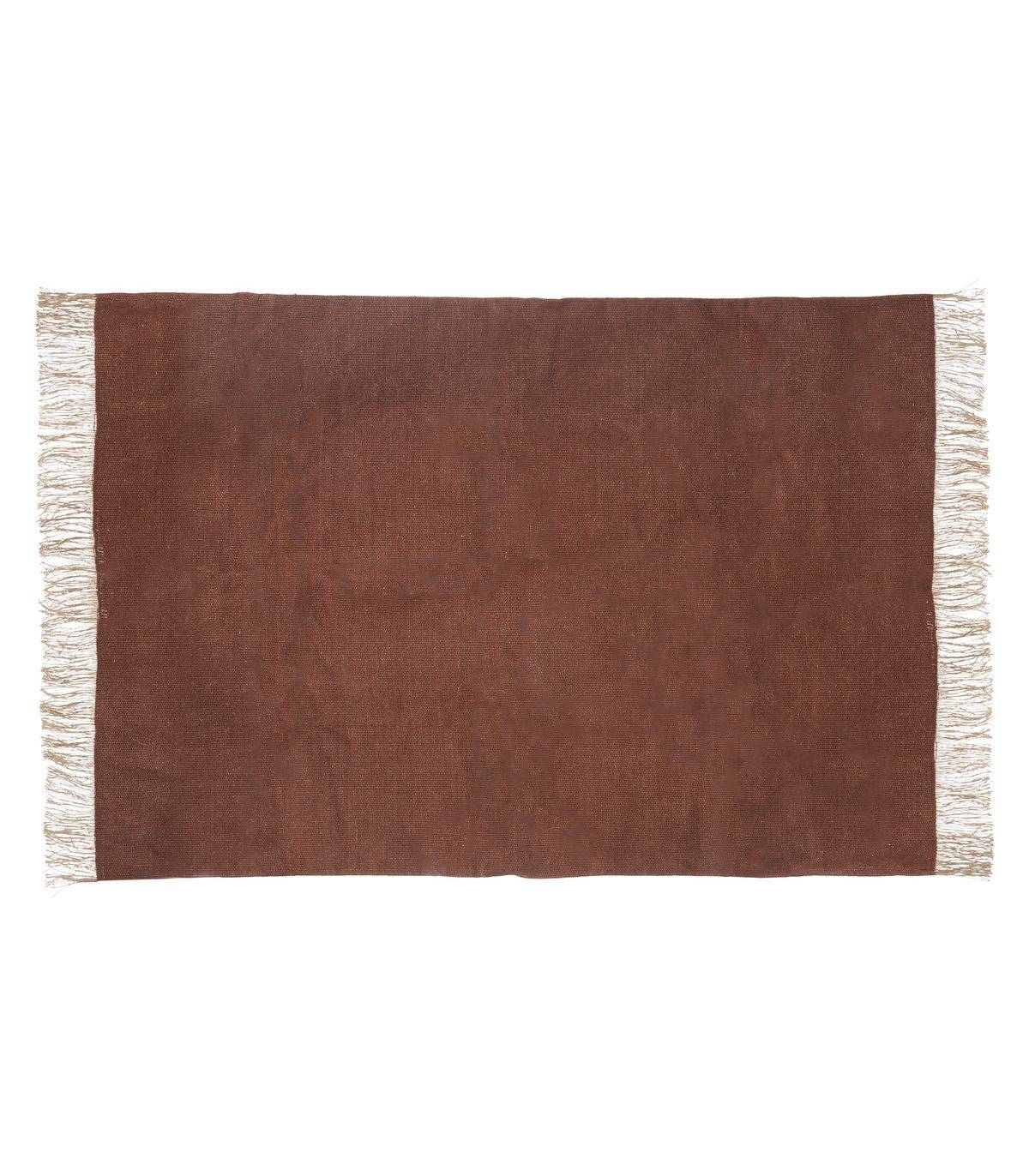 Atmosphera - Tapis décoratif en Coton Terracotta et  franges en Jute 120 x 170 cm - Imagen 1