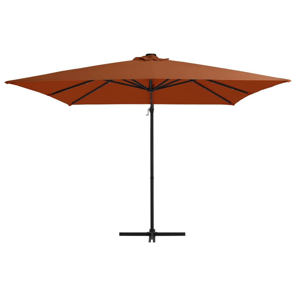 Helloshop26 - Parasol mobilier de jardin déporté avec lumières led 250 x 250 cm orange - Imagen 2