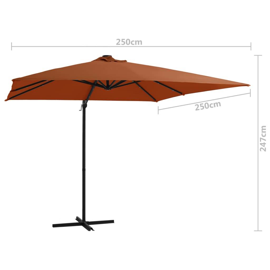 Helloshop26 - Parasol mobilier de jardin déporté avec lumières led 250 x 250 cm orange - Imagen 8