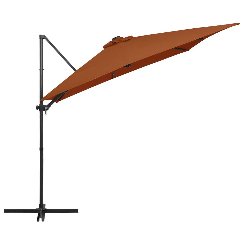Helloshop26 - Parasol mobilier de jardin déporté avec lumières led 250 x 250 cm orange - Imagen 4