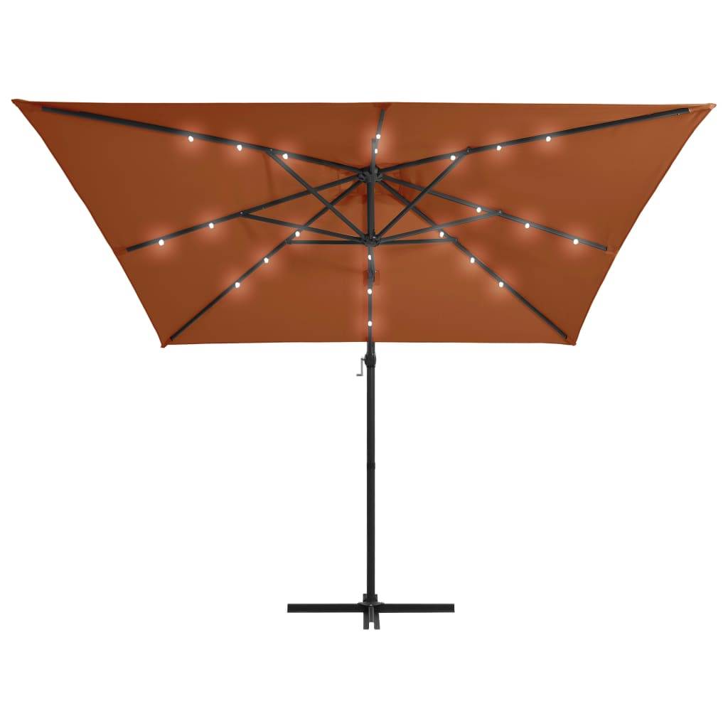 Helloshop26 - Parasol mobilier de jardin déporté avec lumières led 250 x 250 cm orange - Imagen 3