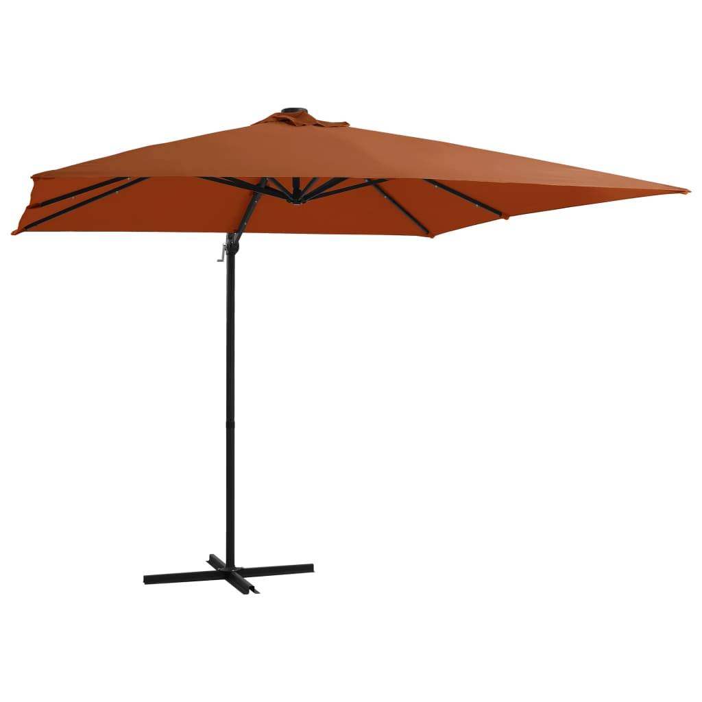 Helloshop26 - Parasol mobilier de jardin déporté avec lumières led 250 x 250 cm orange - Imagen 1