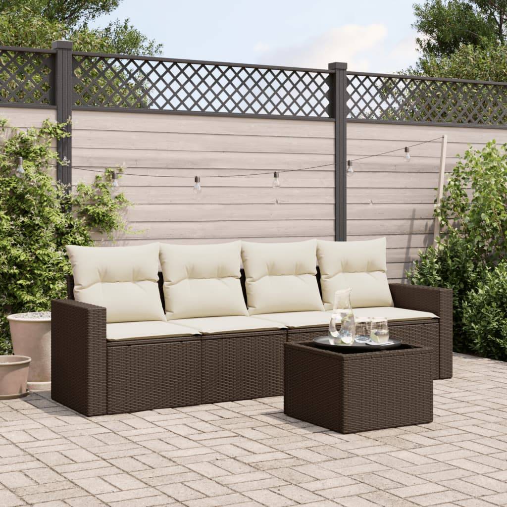 Salon de Jardin 4 Places avec Coffres de Rangement en Poly Rotin Marron et Table Basse pour Extérieur – ComfortXL Outdoor Living - Image 1