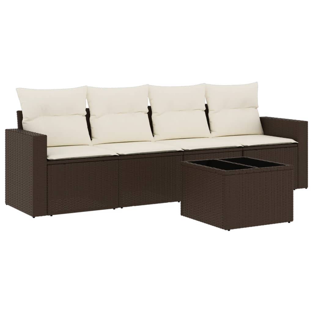 Salon de Jardin 4 Places avec Coffres de Rangement en Poly Rotin Marron et Table Basse pour Extérieur – ComfortXL Outdoor Living - Image 2