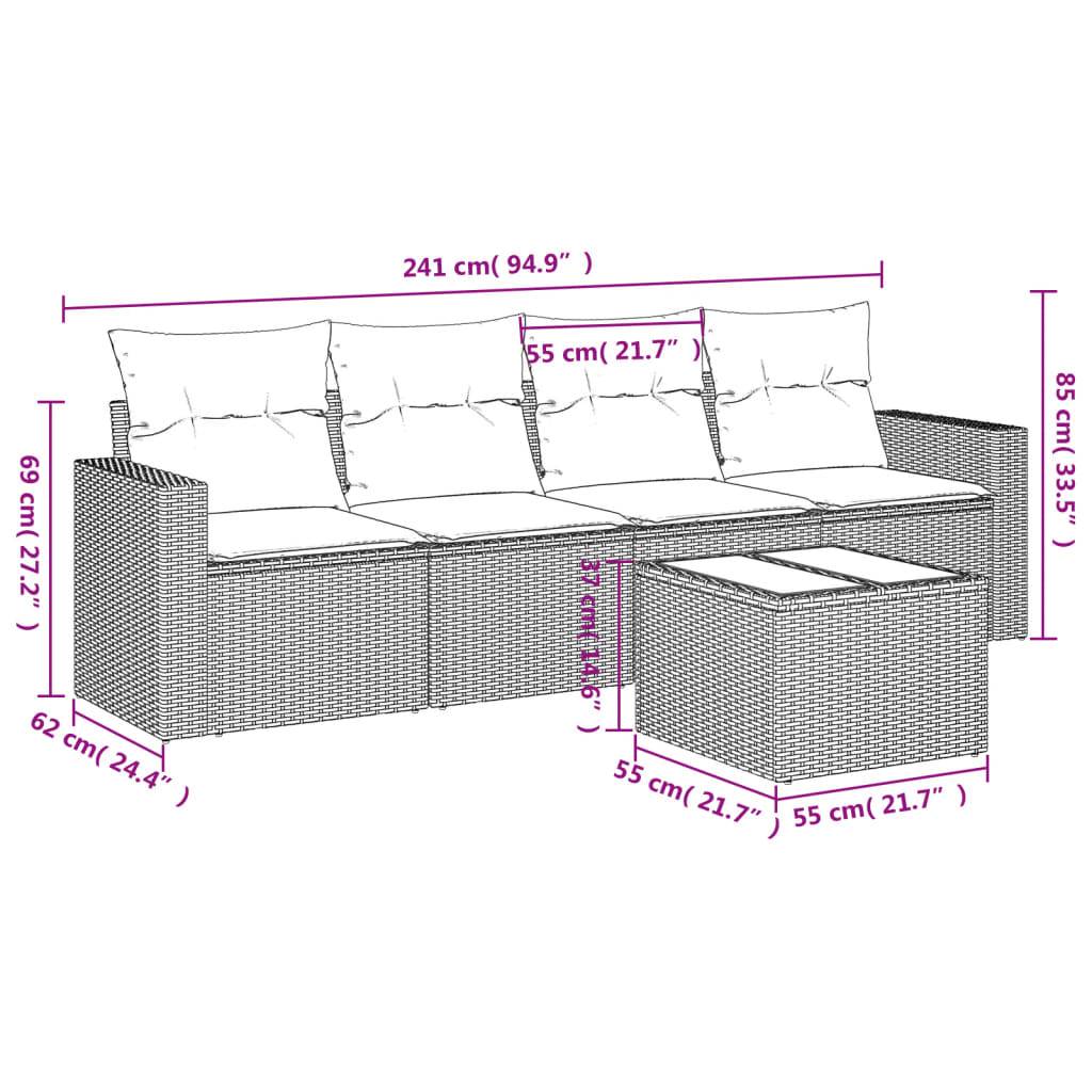 Salon de Jardin 4 Places avec Coffres de Rangement en Poly Rotin Marron et Table Basse pour Extérieur – ComfortXL Outdoor Living - Image 3