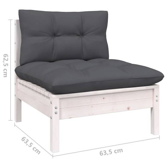 Grand Salon de Jardin en Bois Massif Blanc 10 Places avec Coussins Anthracite, Modulable et Confortable – ComfortXL Outdoor Living - Image 8