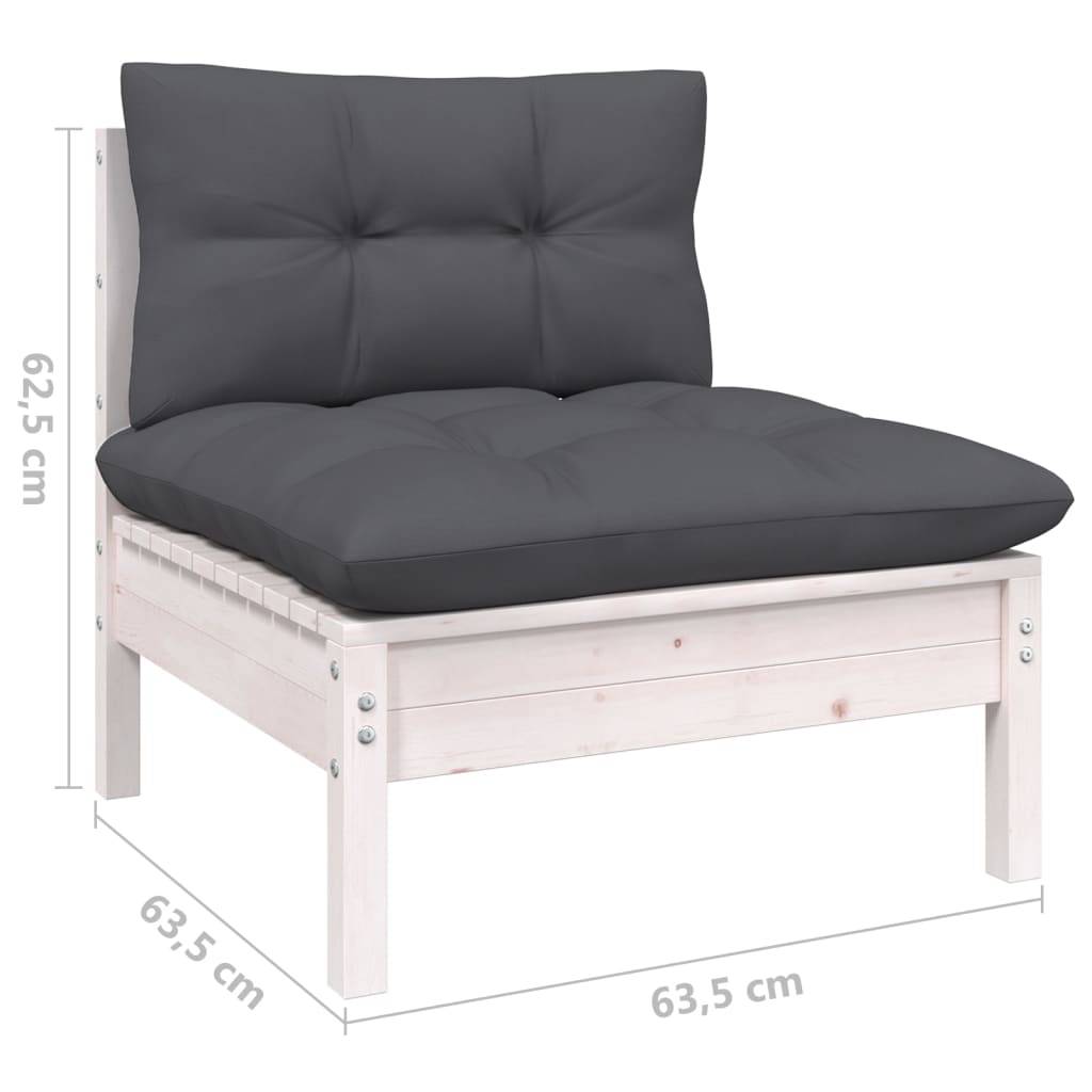 Grand Salon de Jardin en Bois Massif Blanc 10 Places avec Coussins Anthracite, Modulable et Confortable – ComfortXL Outdoor Living - Image 8