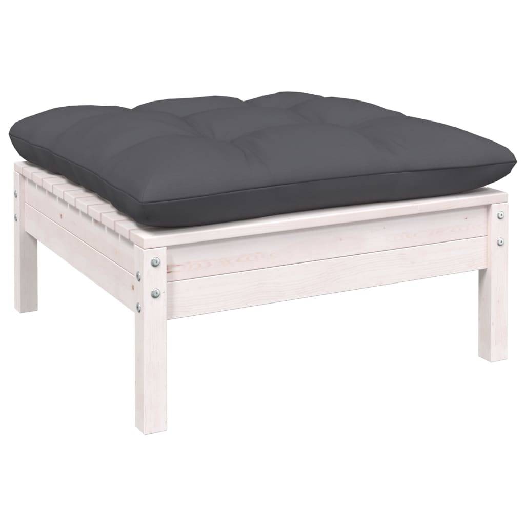 Grand Salon de Jardin en Bois Massif Blanc 10 Places avec Coussins Anthracite, Modulable et Confortable – ComfortXL Outdoor Living - Image 6