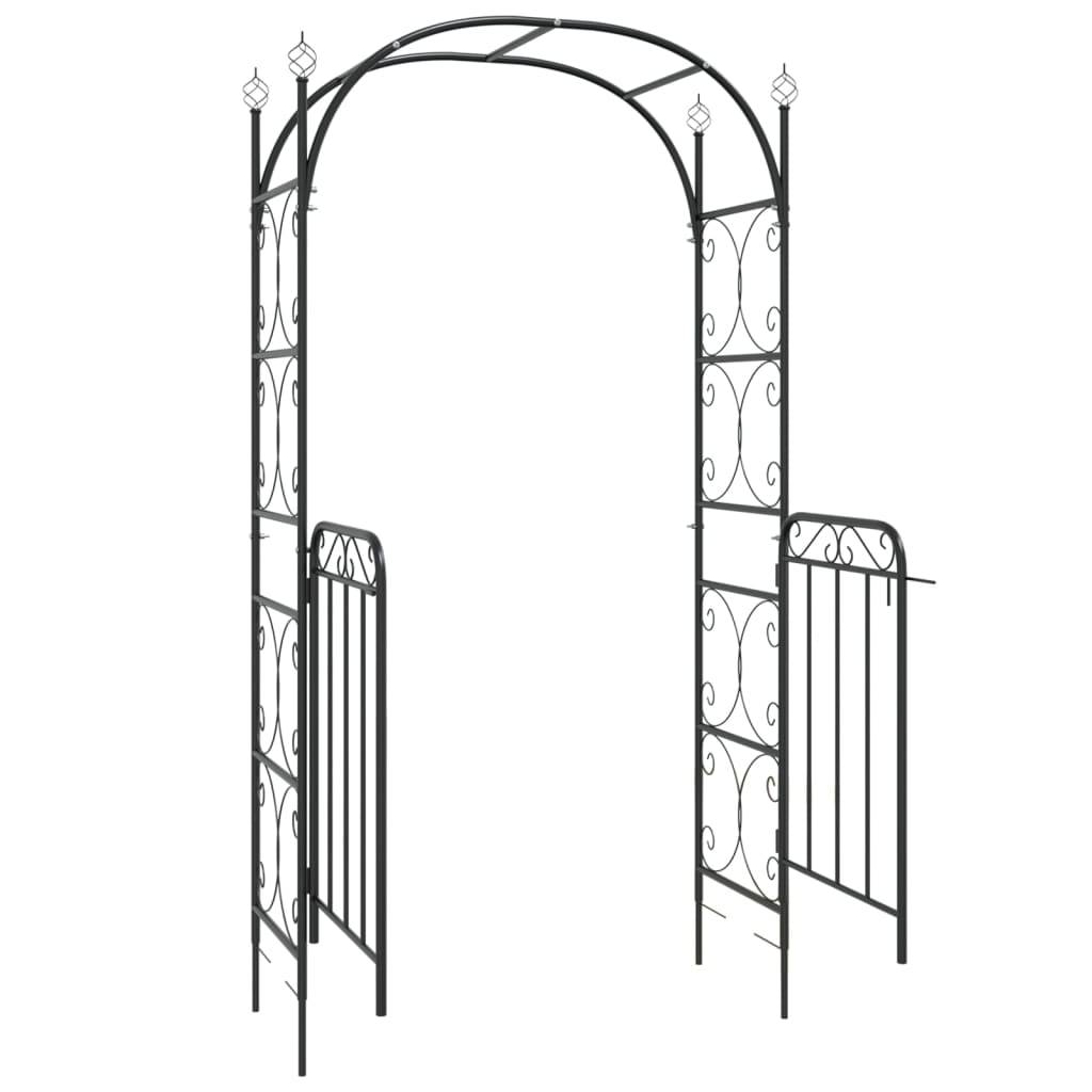 Arche Jardin avec Portillon Acier Verrouillable Tonnelle Entrée Séparation 108x235 Noir - ComfortXL Outdoor Living - Image 5