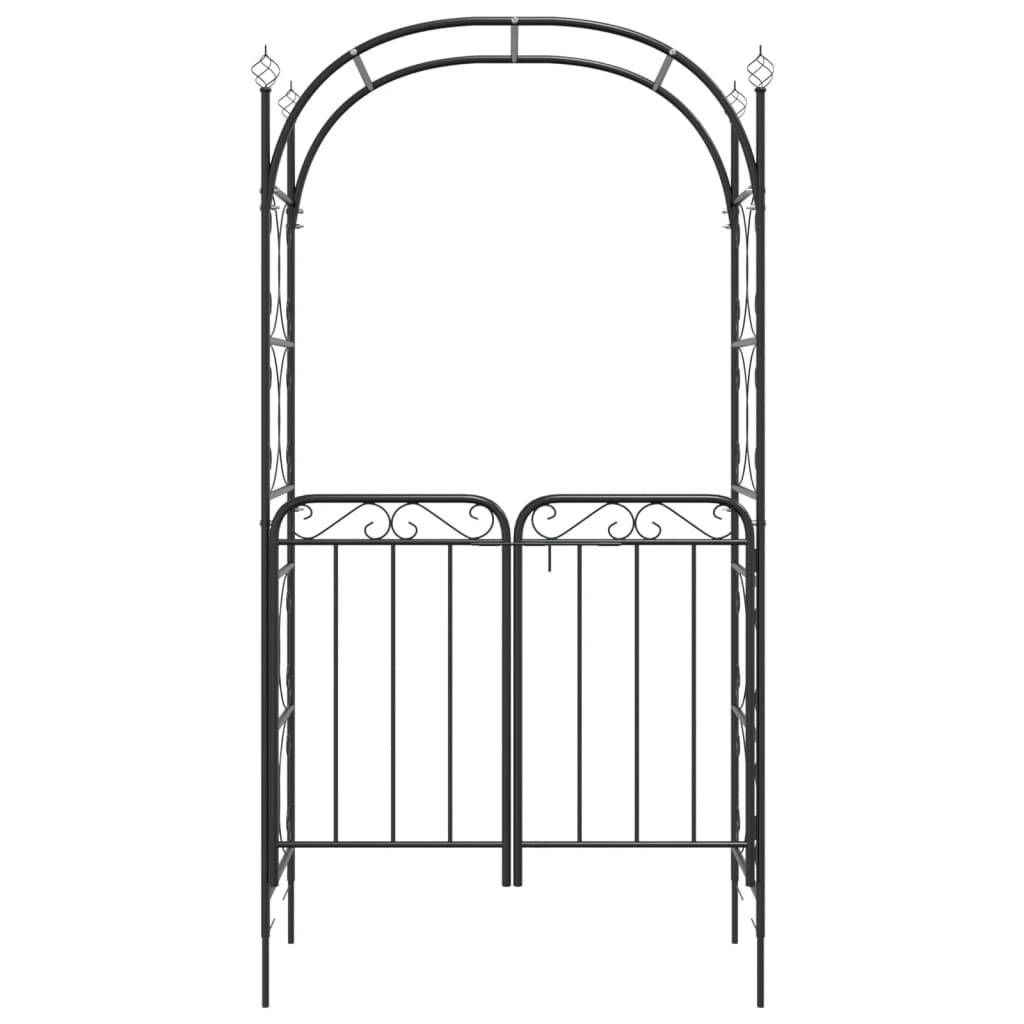 Arche Jardin avec Portillon Acier Verrouillable Tonnelle Entrée Séparation 108x235 Noir - ComfortXL Outdoor Living - Image 3