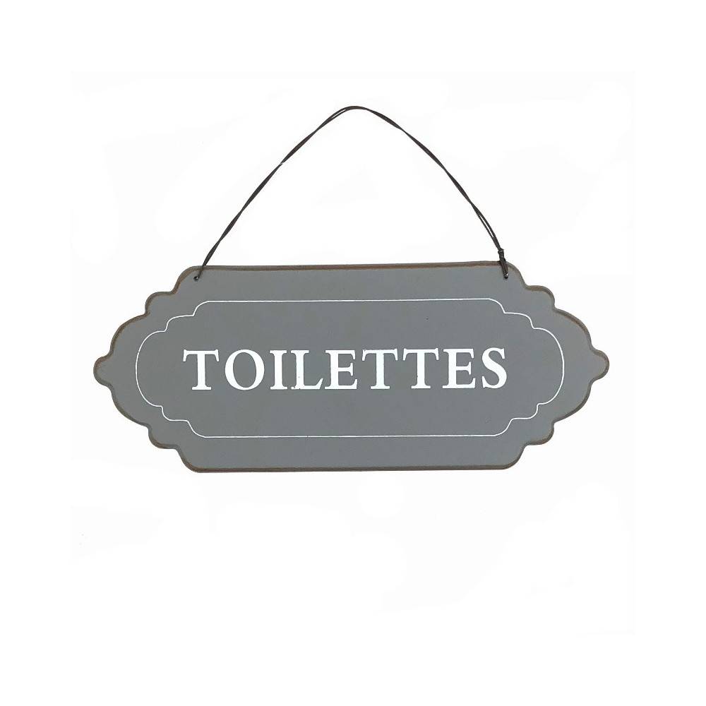 Plaque de porte décorative vintage de toilettes en métal gris 25x11cm Chemin de campagne - Imagen 1