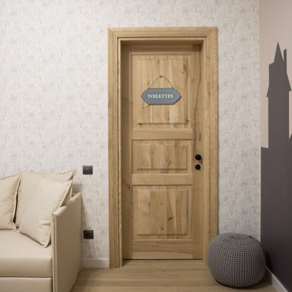 Plaque de porte décorative vintage de toilettes en métal gris 25x11cm Chemin de campagne - Imagen 2