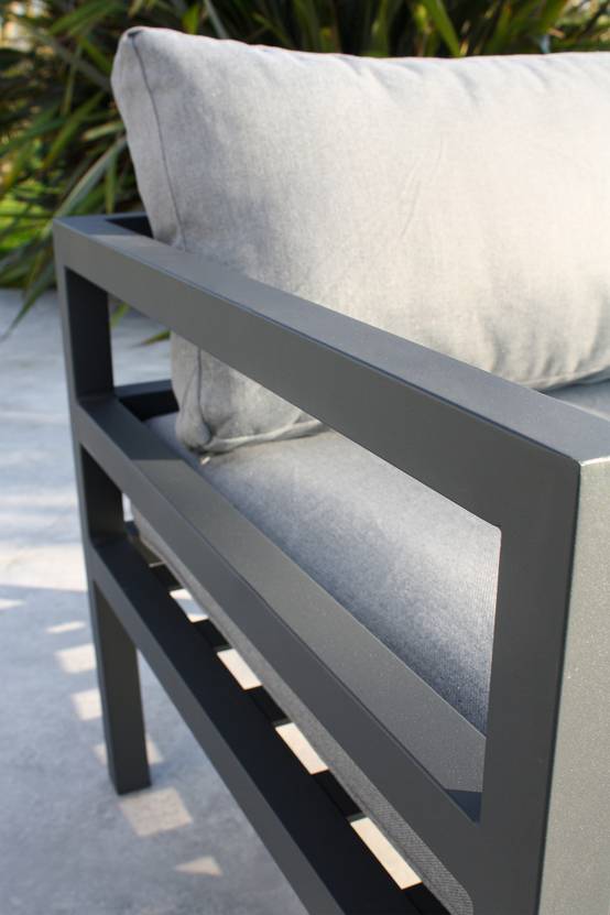 Salon de jardin d'angle 6 places en aluminium - Gris anthracite - BEAUBOURG - Image 3