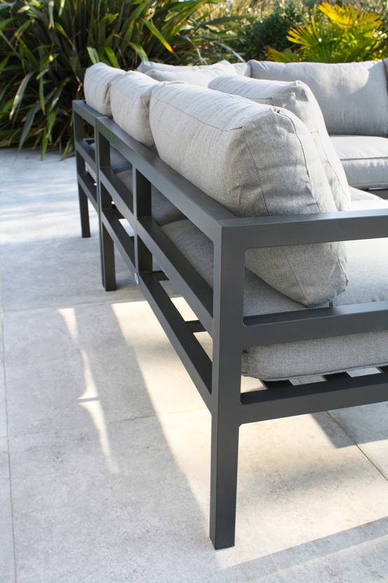 Salon de jardin d'angle 6 places en aluminium - Gris anthracite - BEAUBOURG - Image 2