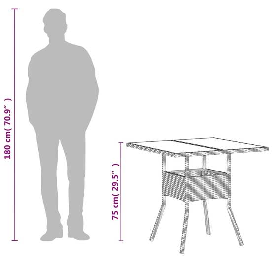 Table de Jardin Carrée Blanche 80x80cm pour 2 à 4 Personnes, Polyrotin et Dessus Verre – ComfortXL Outdoor Living - Image 7