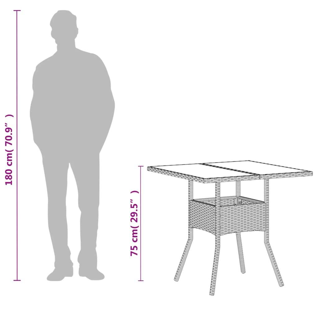Table de Jardin Carrée Blanche 80x80cm pour 2 à 4 Personnes, Polyrotin et Dessus Verre – ComfortXL Outdoor Living - Image 7