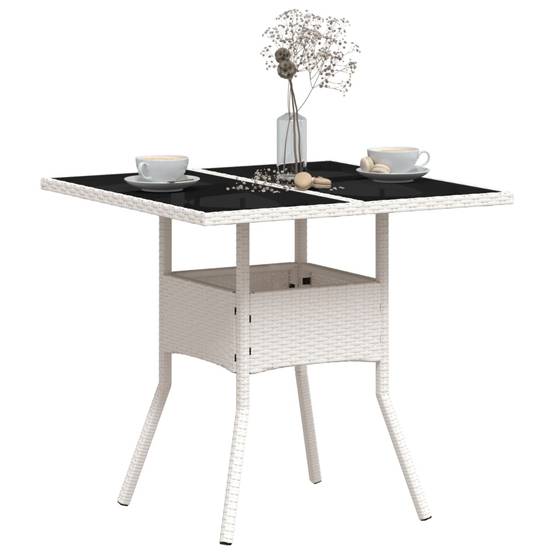 Table de Jardin Carrée Blanche 80x80cm pour 2 à 4 Personnes, Polyrotin et Dessus Verre – ComfortXL Outdoor Living - Image 4