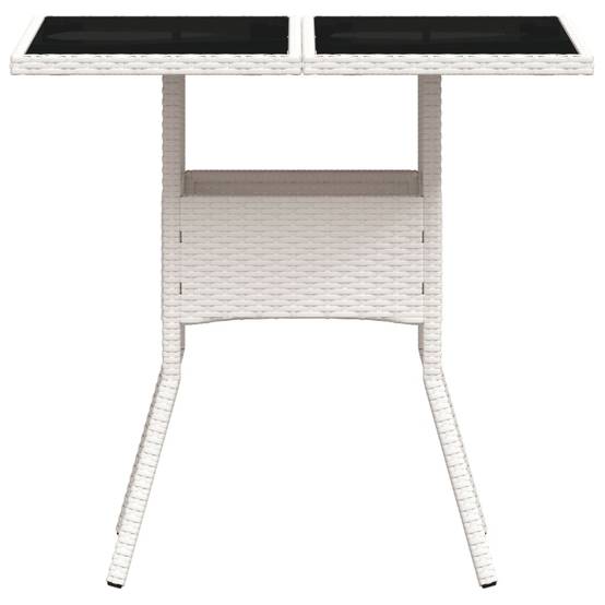 Table de Jardin Carrée Blanche 80x80cm pour 2 à 4 Personnes, Polyrotin et Dessus Verre – ComfortXL Outdoor Living - Image 5