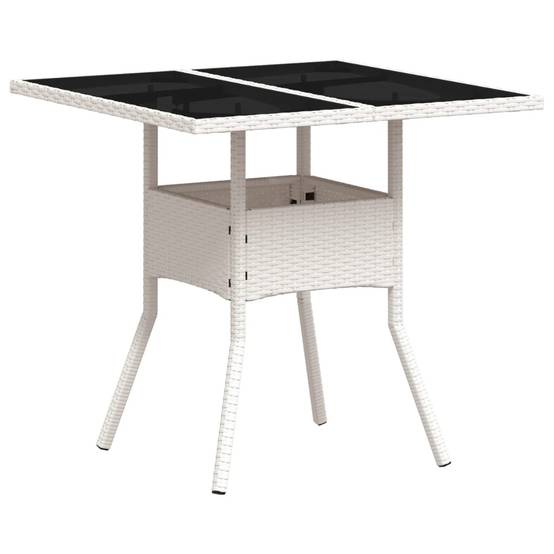 Table de Jardin Carrée Blanche 80x80cm pour 2 à 4 Personnes, Polyrotin et Dessus Verre – ComfortXL Outdoor Living - Image 2