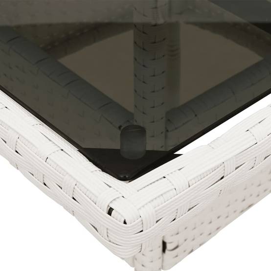 Table de Jardin Carrée Blanche 80x80cm pour 2 à 4 Personnes, Polyrotin et Dessus Verre – ComfortXL Outdoor Living - Image 10