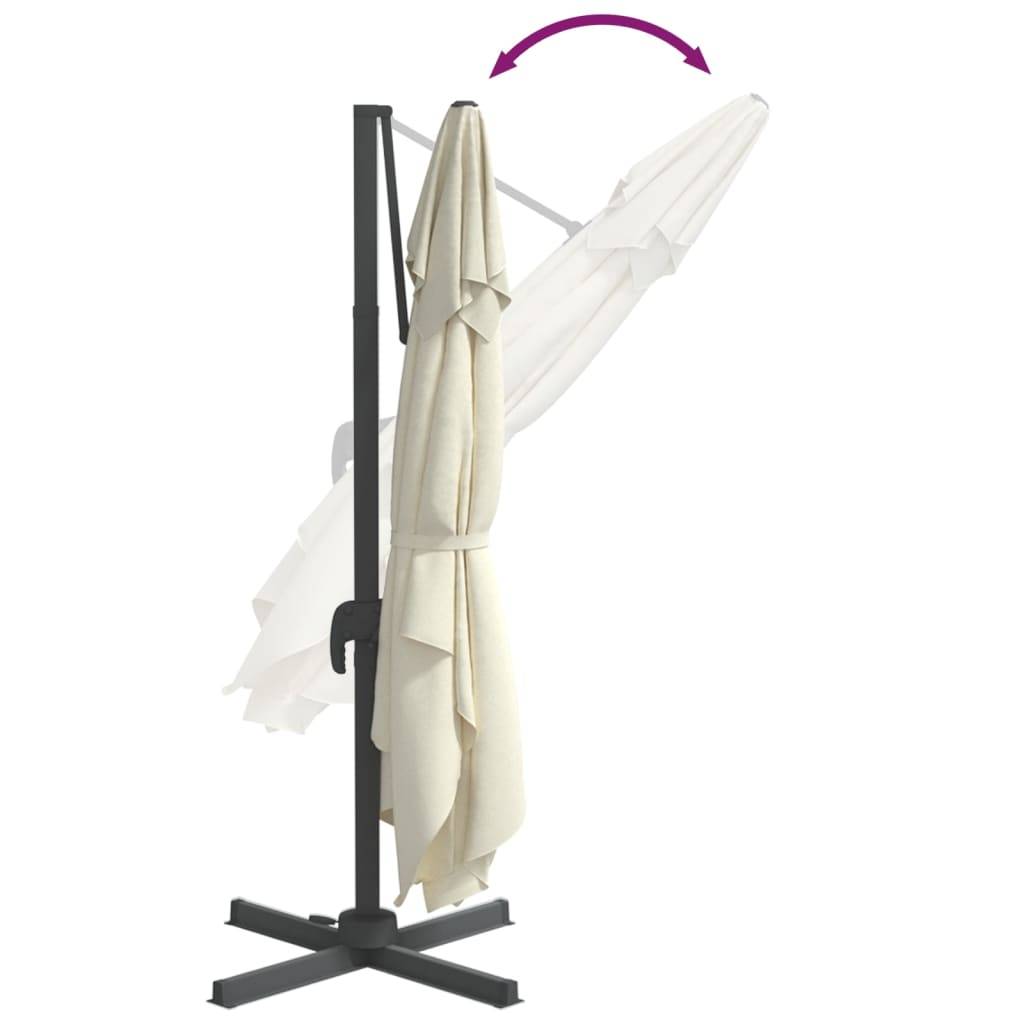 Helloshop26 - Parasol meuble de jardin cantilever à led 400 x 300 cm blanc sable - Imagen 6