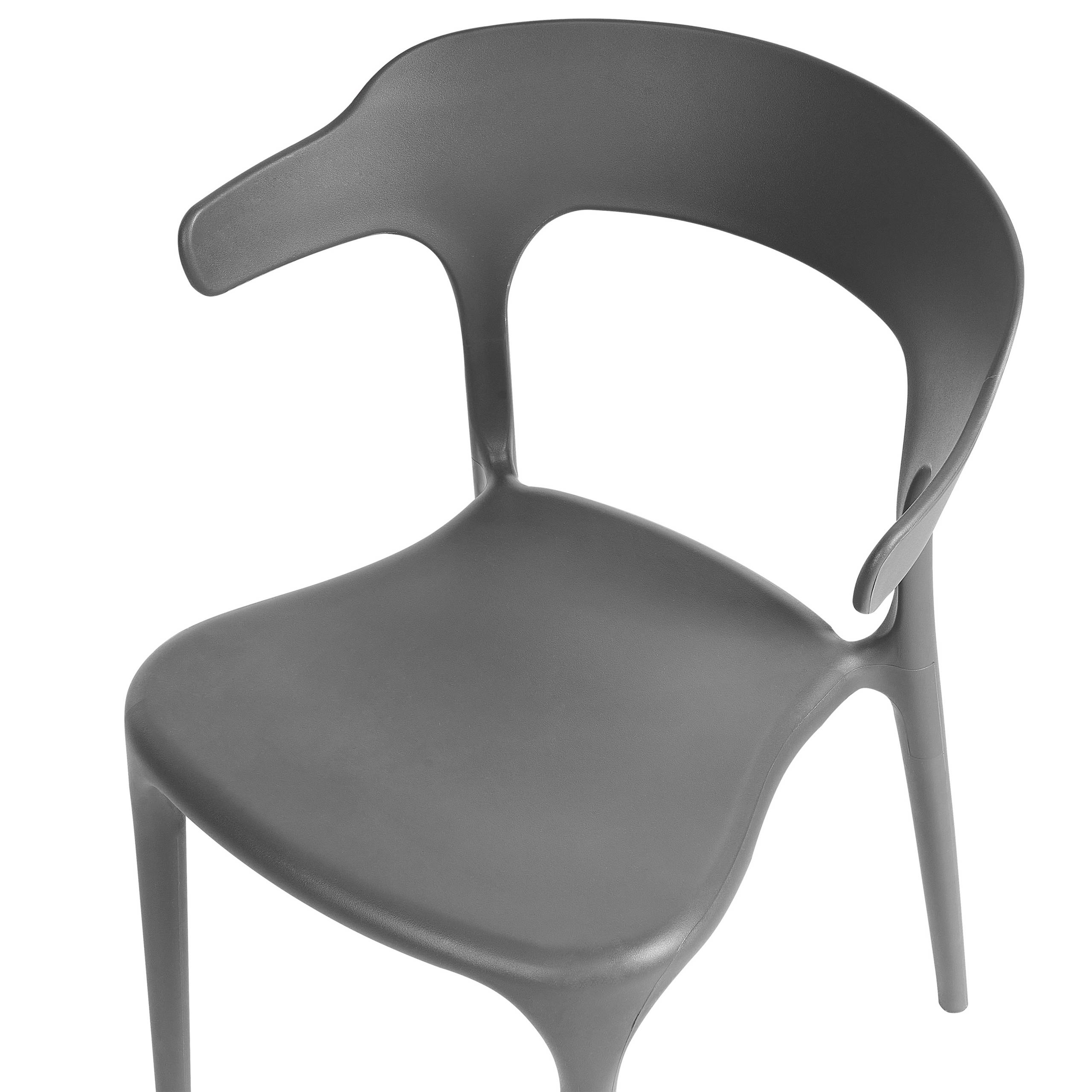 Beliani - Lot 4 Chaises de Salle à Manger Gris Foncé en Plastique Empilables à Demi Accoudoirs pour Intérieur et Extérieur Design Moderne - Imagen 6