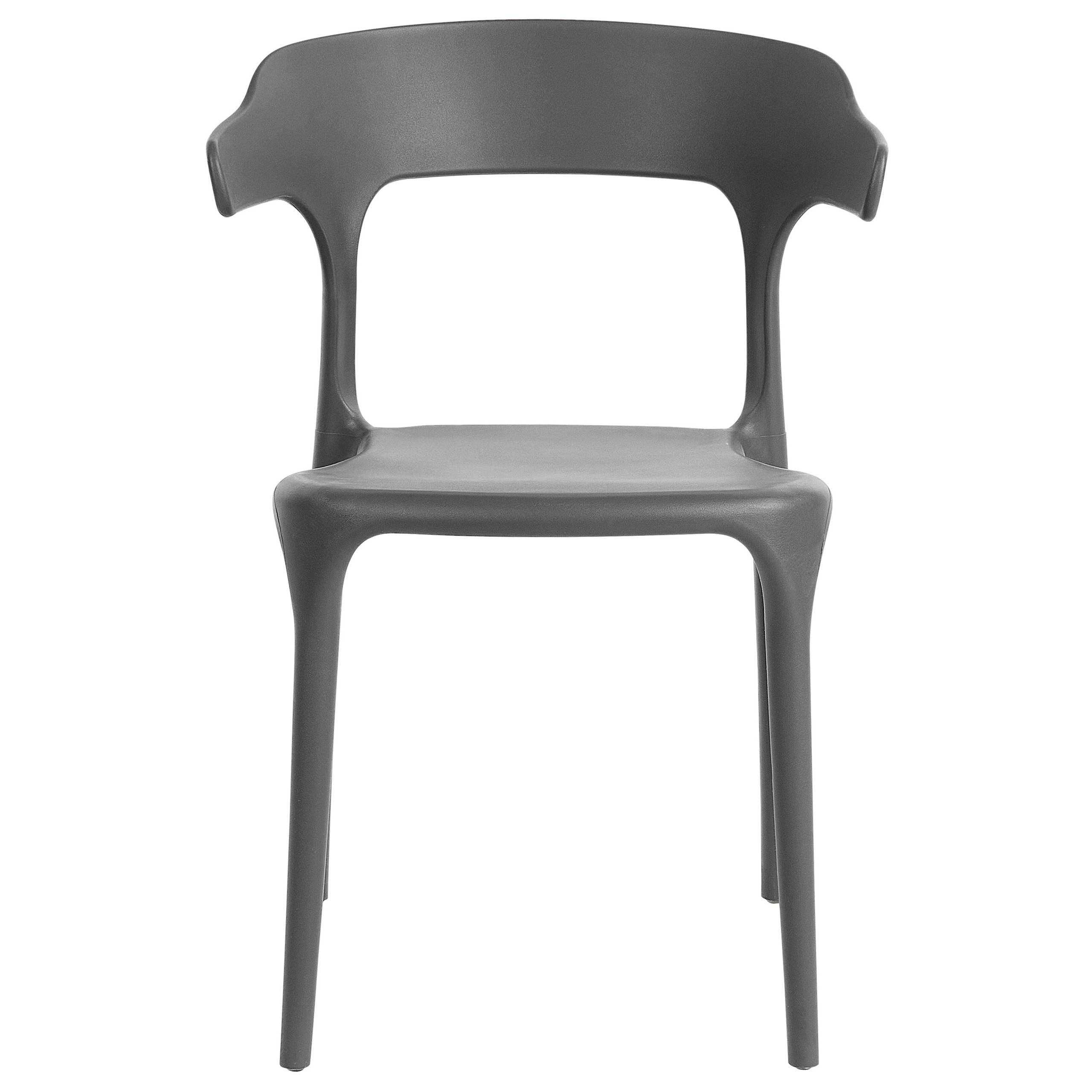 Beliani - Lot 4 Chaises de Salle à Manger Gris Foncé en Plastique Empilables à Demi Accoudoirs pour Intérieur et Extérieur Design Moderne - Imagen 5