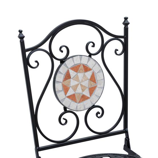 Lot de 2 chaises de jardin pliantes style bistro, assise mosaïque, métal, charge maximale 120 kg, 50 x 40 x 94,5 cm, noir - Image 9