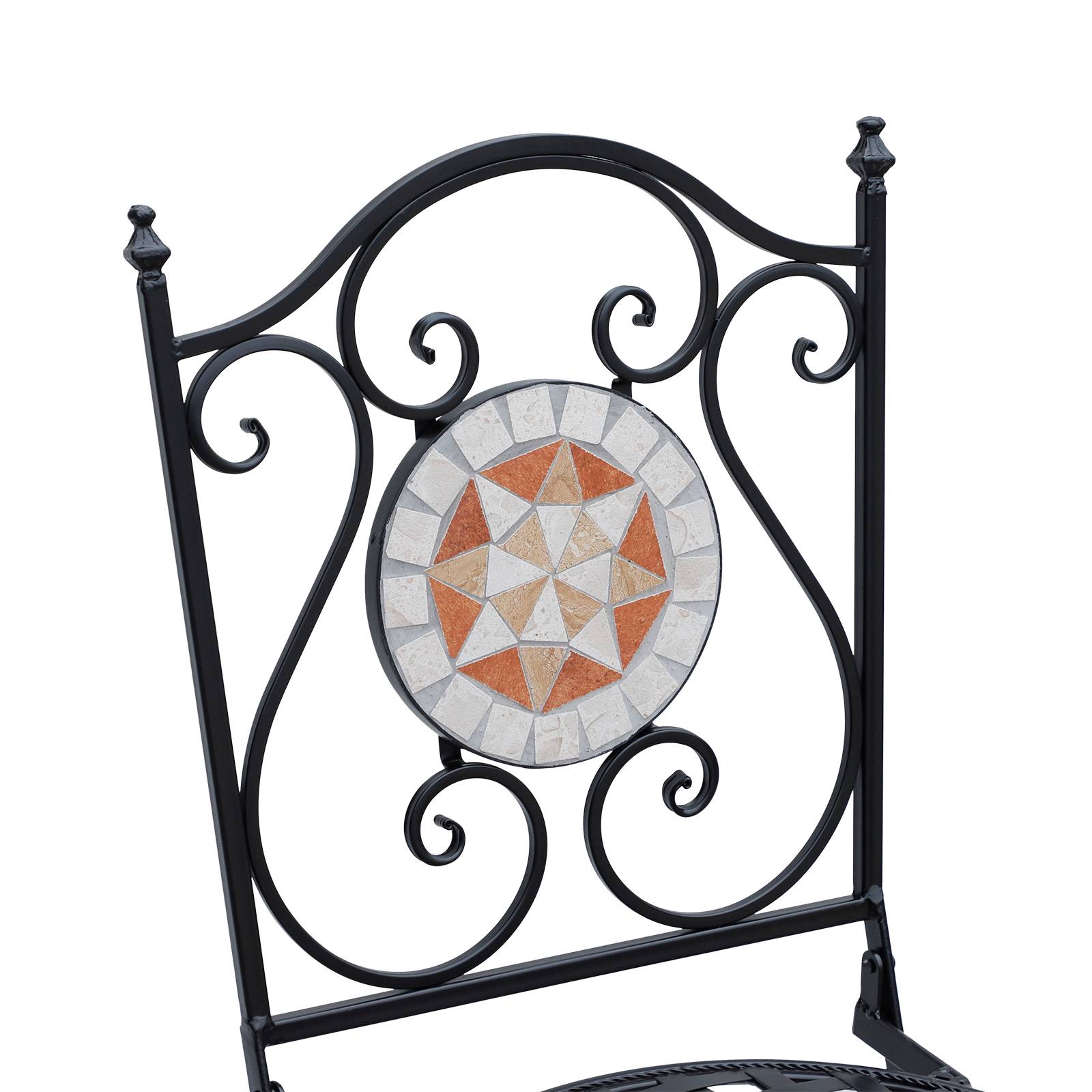 Lot de 2 chaises de jardin pliantes style bistro, assise mosaïque, métal, charge maximale 120 kg, 50 x 40 x 94,5 cm, noir - Image 9