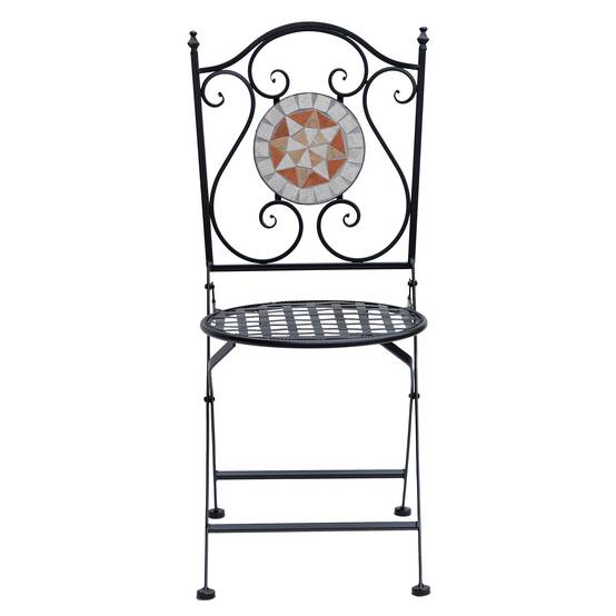 Lot de 2 chaises de jardin pliantes style bistro, assise mosaïque, métal, charge maximale 120 kg, 50 x 40 x 94,5 cm, noir - Image 8