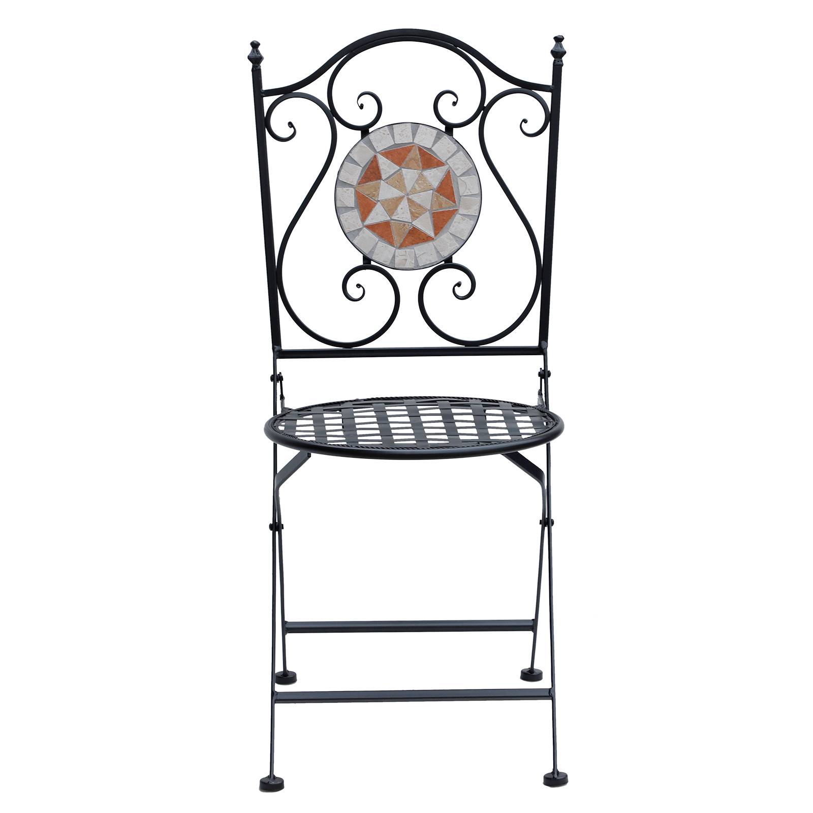 Lot de 2 chaises de jardin pliantes style bistro, assise mosaïque, métal, charge maximale 120 kg, 50 x 40 x 94,5 cm, noir - Image 8