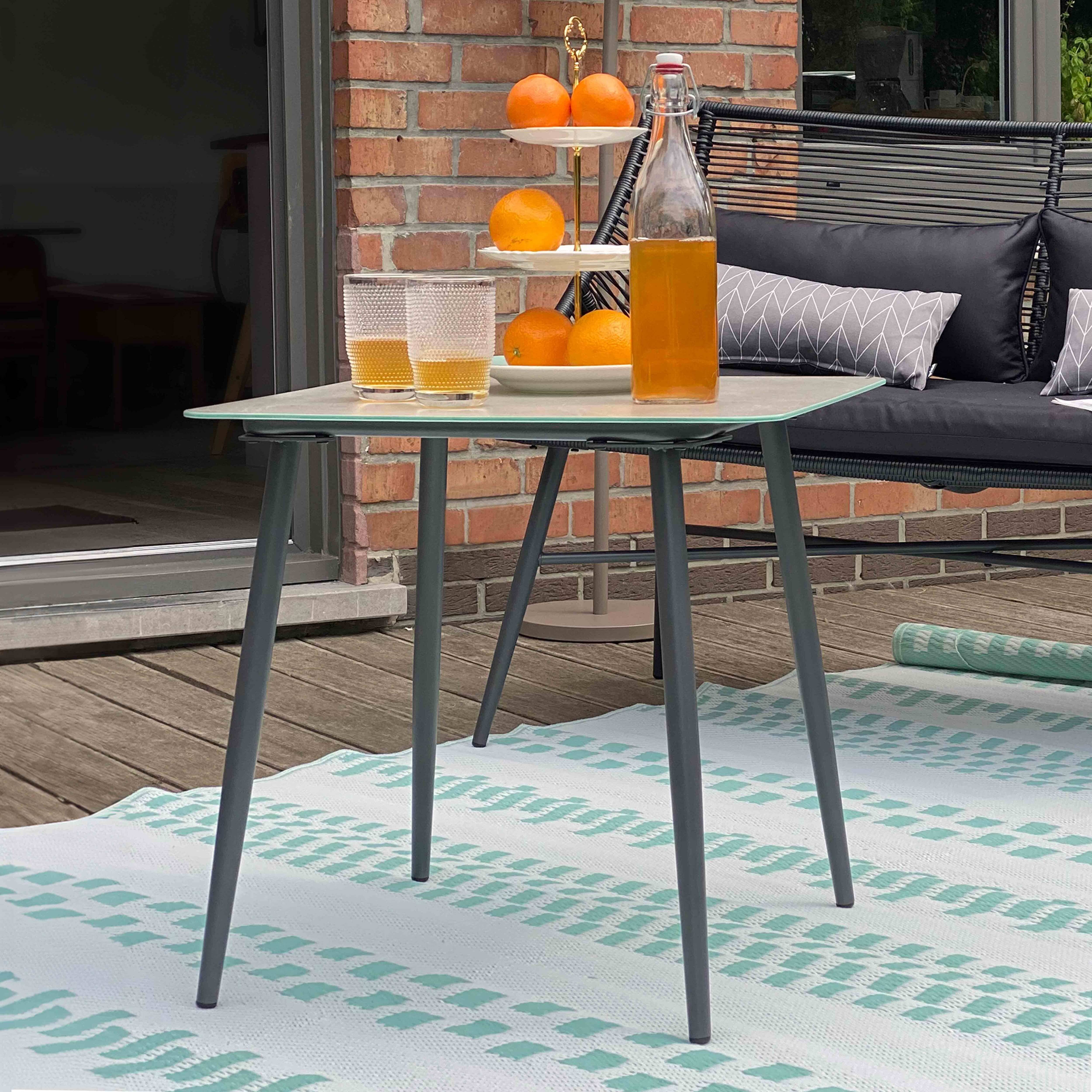 Oviala - Grande table basse de jardin en acier gris Costa Rica - Oviala - Image 2
