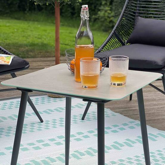 Oviala - Grande table basse de jardin en acier gris Costa Rica - Oviala - Image 5