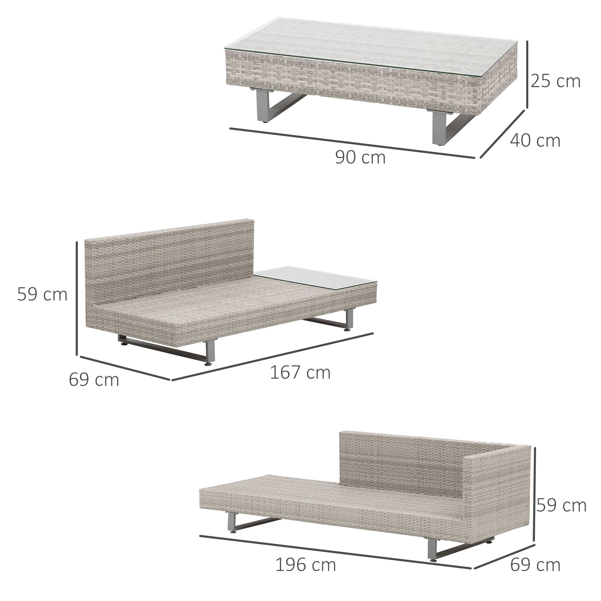 Outsunny - Ensemble salon de jardin d'angle 5 places design contemporain coussins déhoussables table basse acier époxy résine tressée grise - Outsunny - Image 3