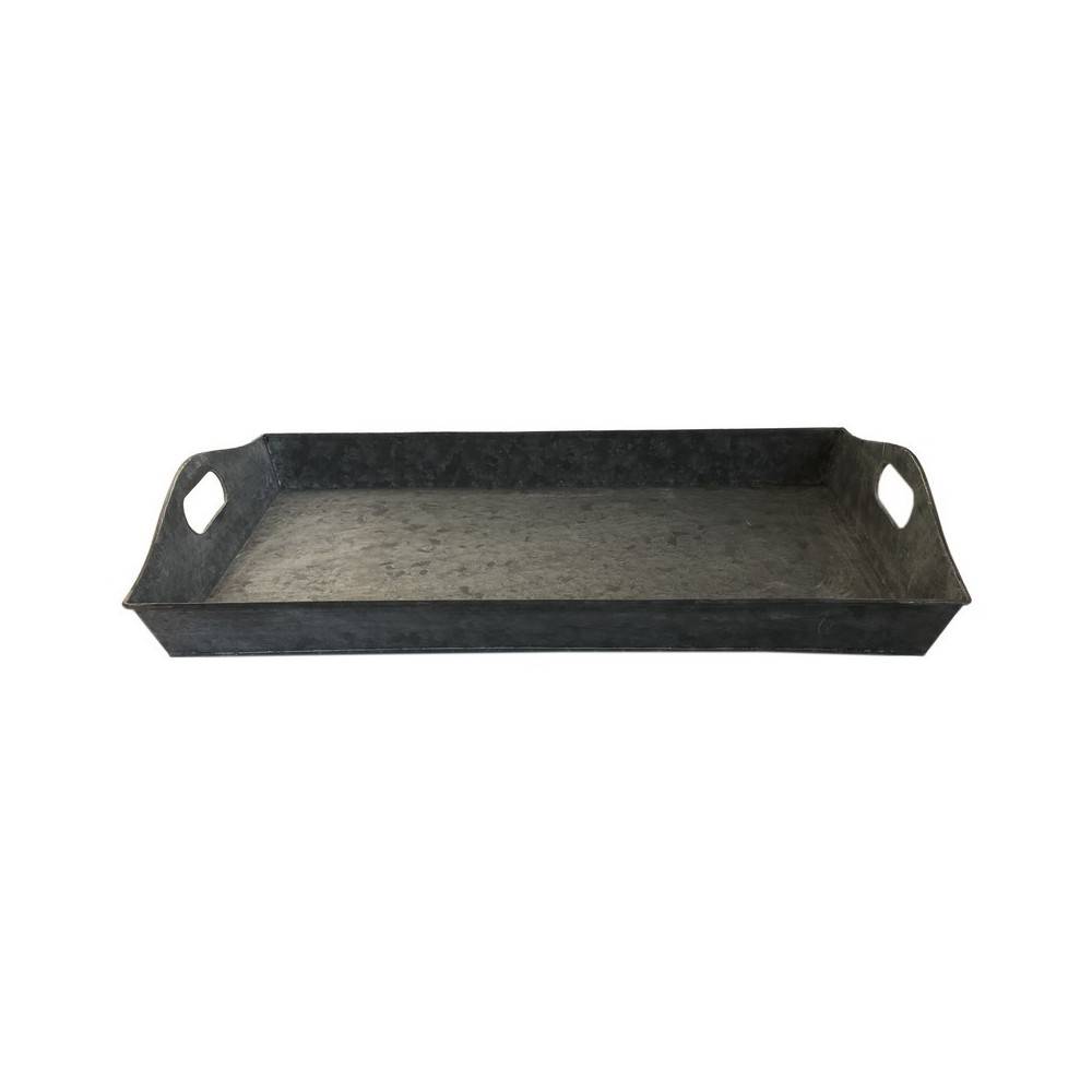 ~ Set de 3 plateaux en zinc gris Chemin de campagne