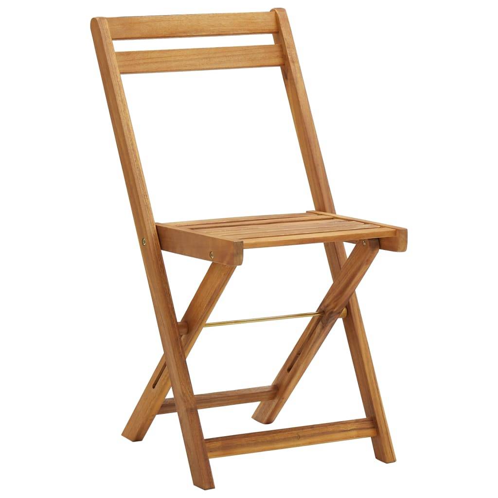 Ensemble de bistro pliable 3 pcs | Mobilier d'extérieur et coussins bois acacia solide Maison Chic - Image 8