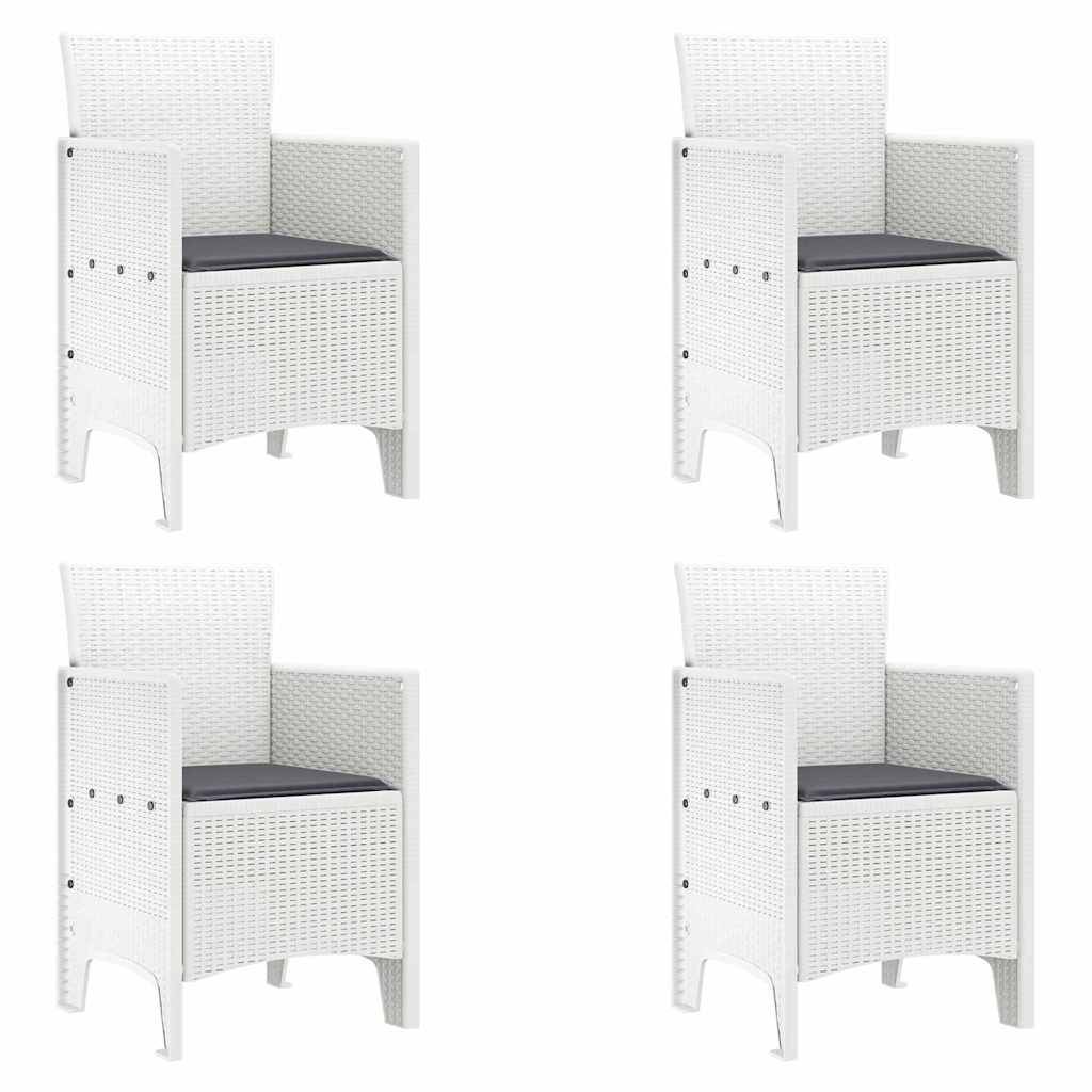 Lot De 4 Chaises De Jardin - Fauteuils De Jardin Blanc 53 x 49 x 85 cm PP