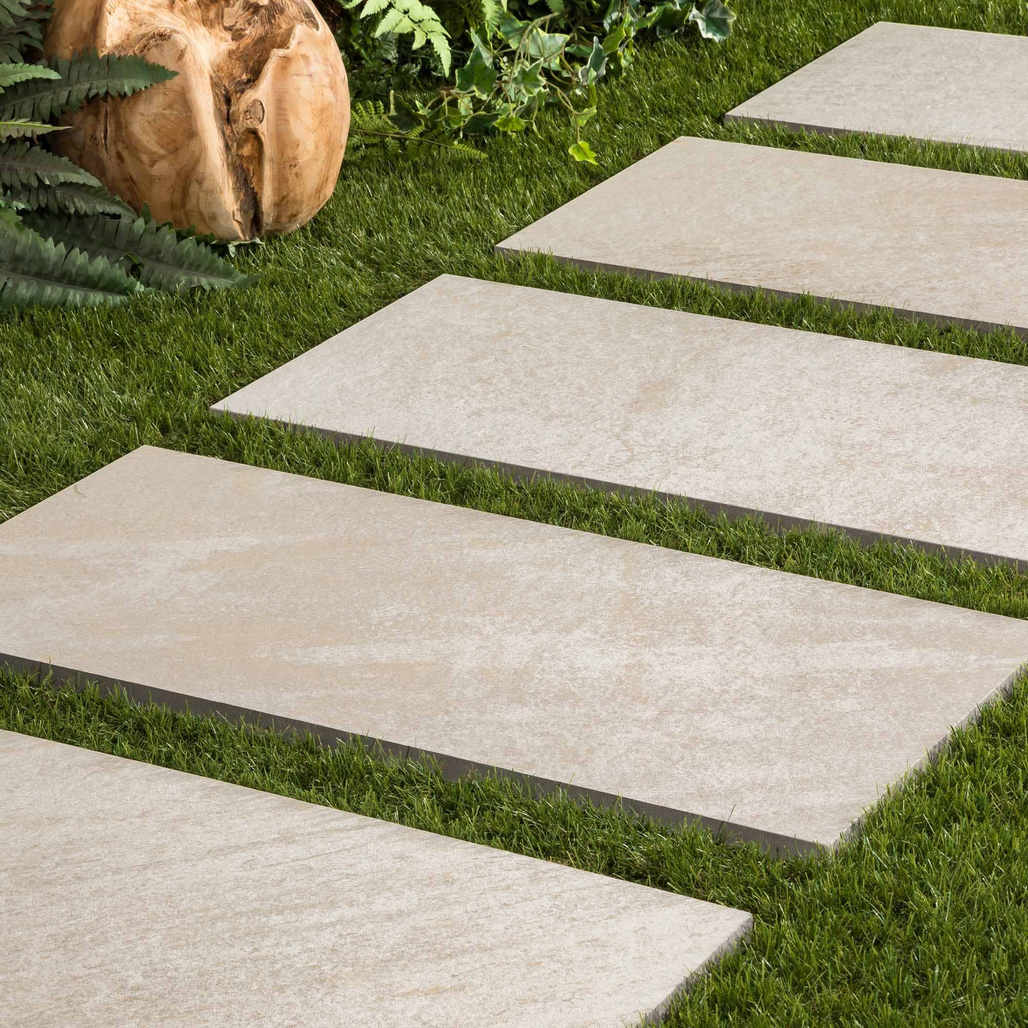 RO'MA Nature - Pas japonais Rectangle Grès cérame effet Pierre Beige Taranto 80x40x2 cm (à l'unité) - RO'MA NATURE - Image 1