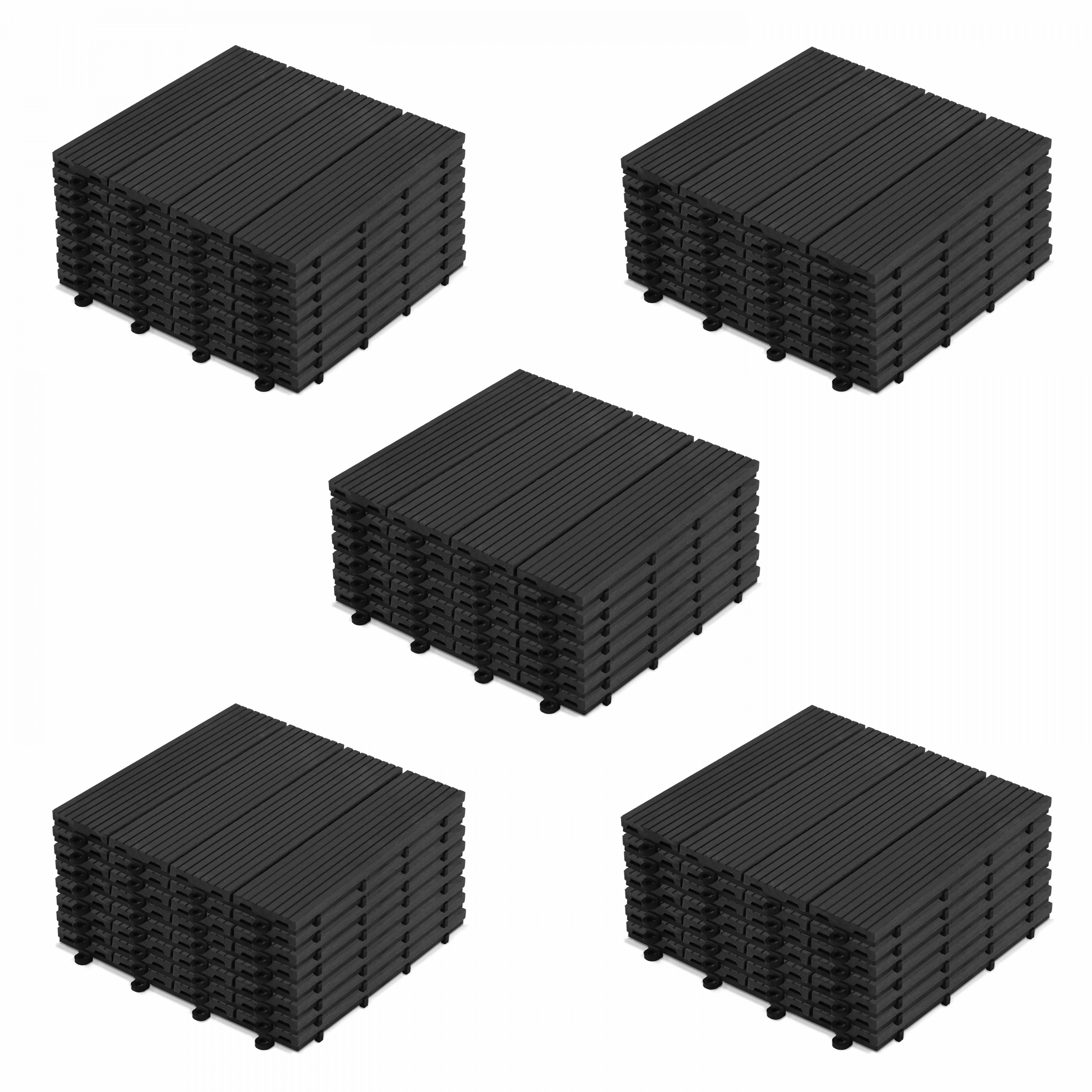 Oviala - Lot de 40 dalles clipsables en bois composite gris Batam - Oviala - Image 1