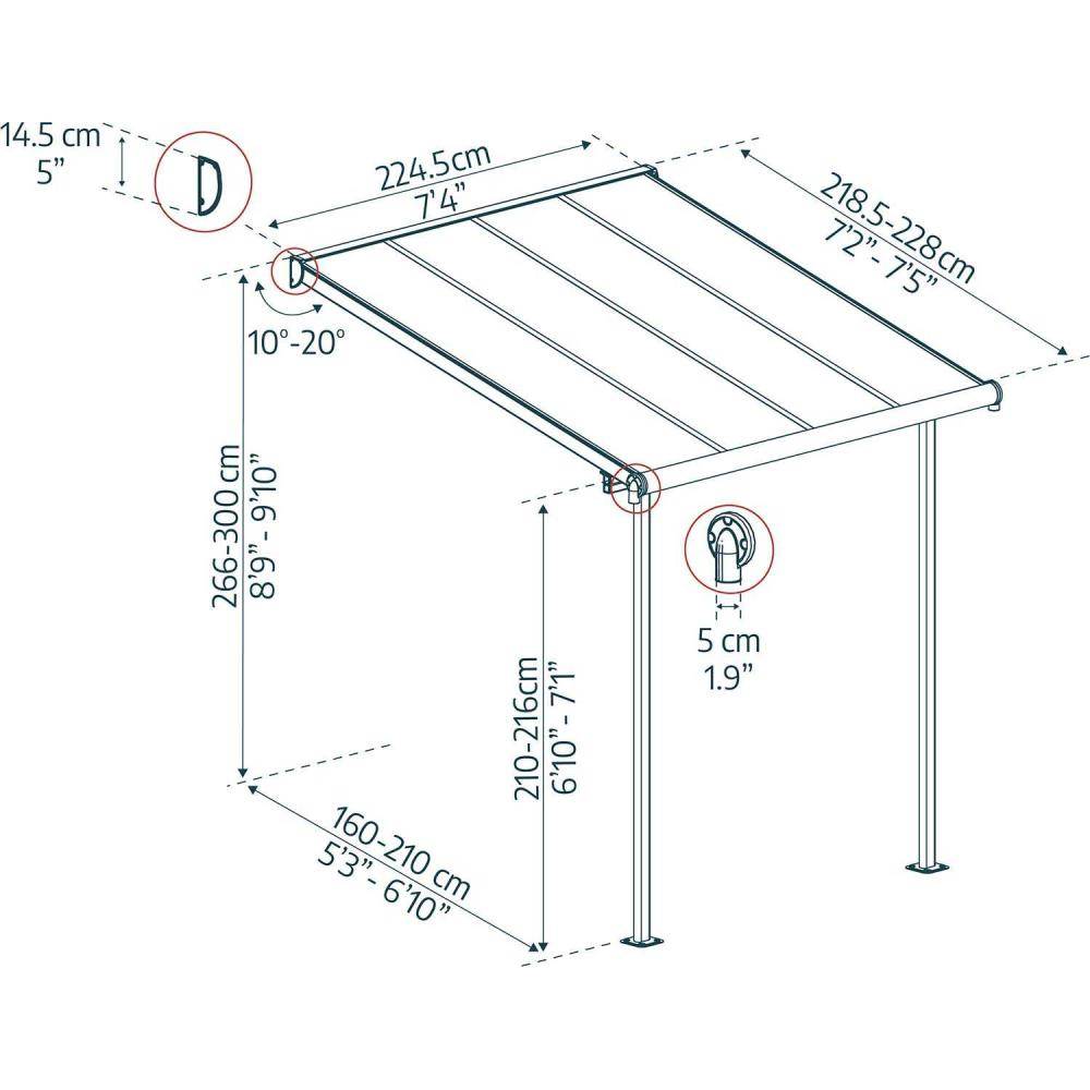 Canopia - Canopia Pergola Sierra 2,2X2,3 Grise - Imagen 3