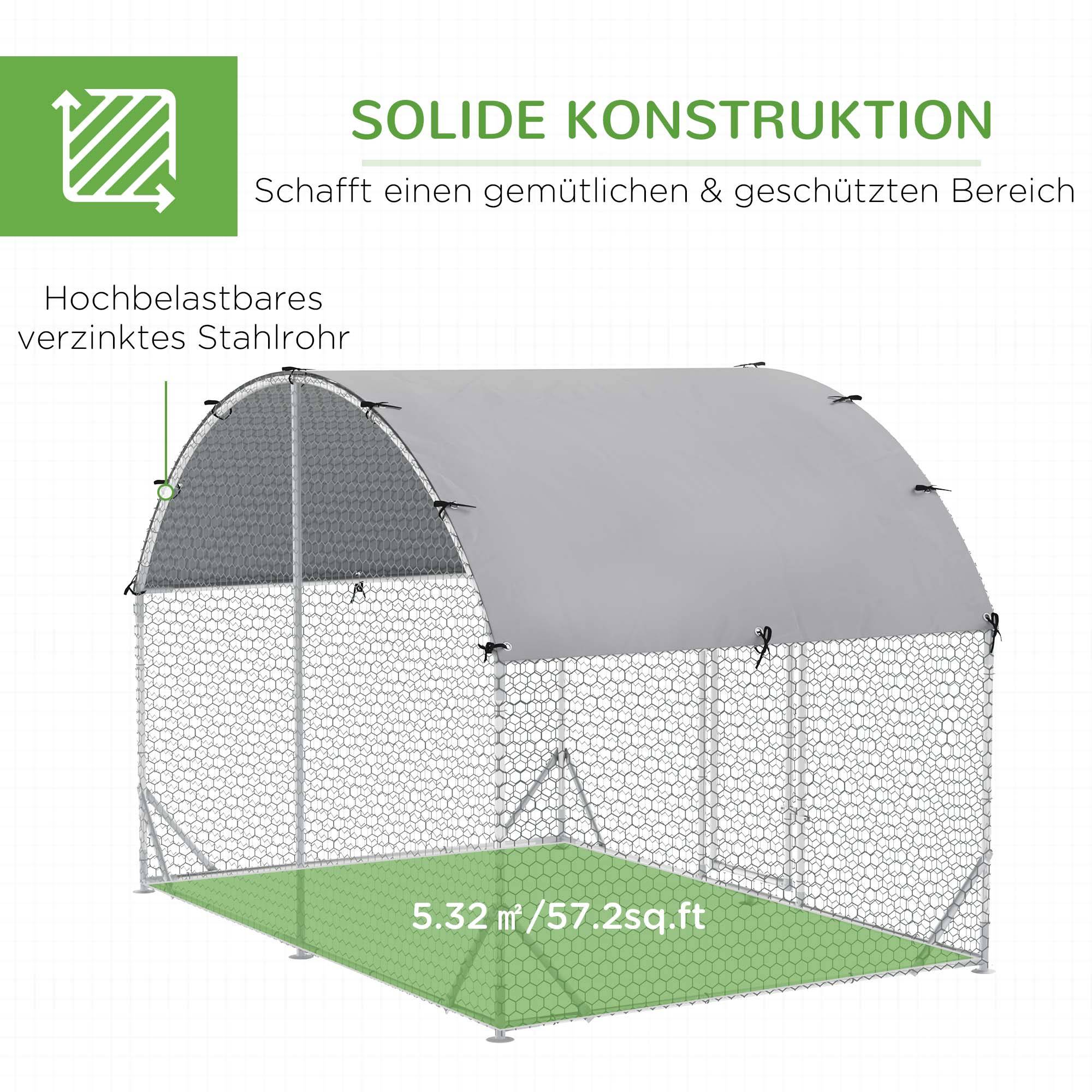 Enclos Poulailler Acier Galvanisé 5.32m² Volière Extérieure avec Toit 280x190x197cm - ComfortXL Pet Living - Image 6