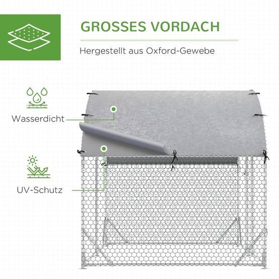 Enclos Poulailler Acier Galvanisé 5.32m² Volière Extérieure avec Toit 280x190x197cm - ComfortXL Pet Living - Image 4