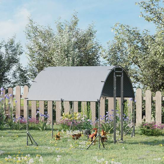 Enclos Poulailler Acier Galvanisé 5.32m² Volière Extérieure avec Toit 280x190x197cm - ComfortXL Pet Living - Image 1