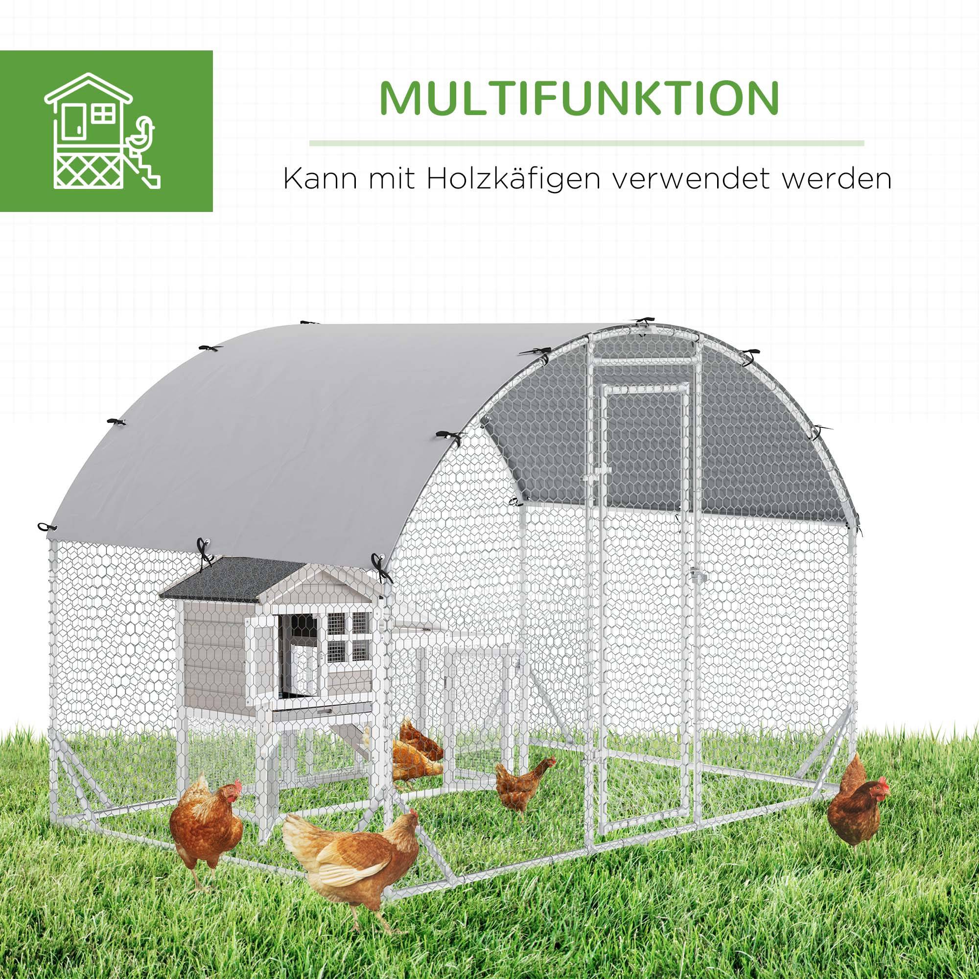 Enclos Poulailler Acier Galvanisé 5.32m² Volière Extérieure avec Toit 280x190x197cm - ComfortXL Pet Living - Image 5