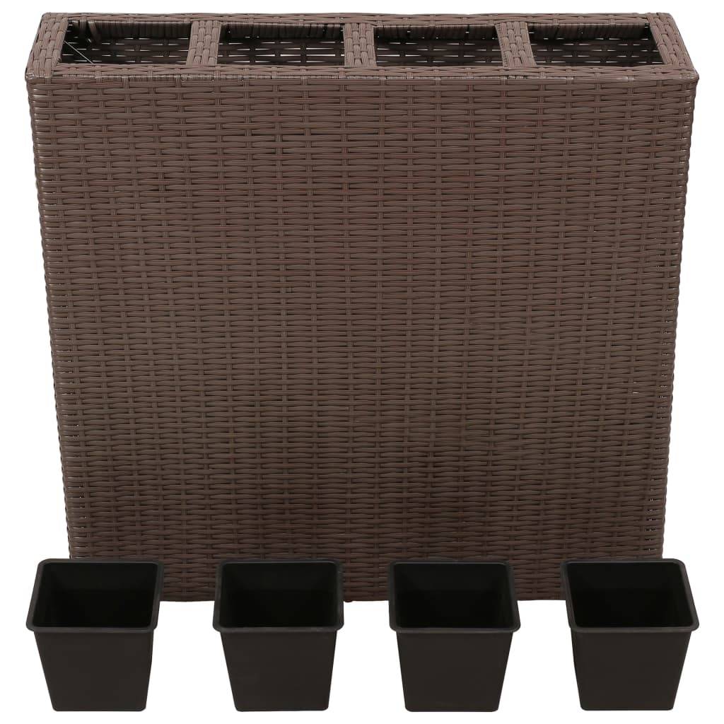 Helloshop26 - Lot de 2 jardinières lit surélevé plantes fleurs jardin et 4 pots résine tressée marron - Imagen 4